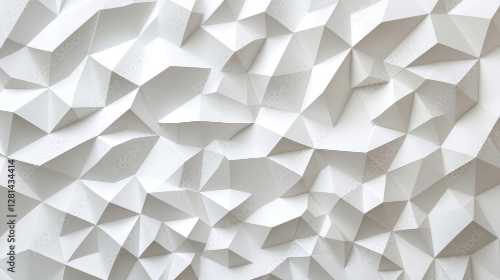 Poster Textured white geometric surface with angular patterns and depth.