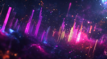 Abstract Neon Cityscape Glowing Brightly In The Night