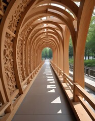 Obraz premium A wooden structure with an intricate walkway of wood