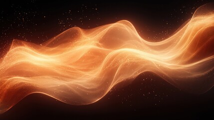 Obraz premium Abstract flowing waves of orange light create a mesmerizing background with glowing particles