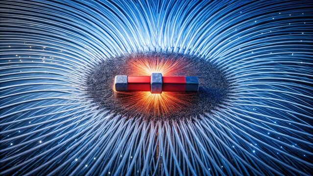 Electromagnetic Field around Electromagnet, close-up, electrical engineering