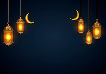 Ramadan Kareem Backgrounds, with space for text lattern and moon