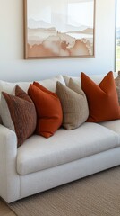 Modern Living Room with Warm Color Accent Pillows