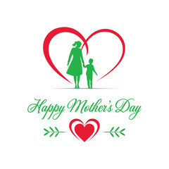 Happy Mothers Day lettering set. Handmade calligraphy vector illustration. Mother's day card with heart