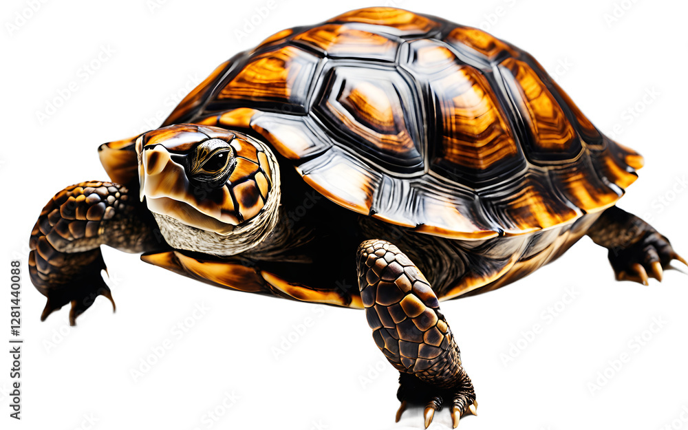 Poster A detailed tortoise shell with natural patterns, isolated on a empty plain background