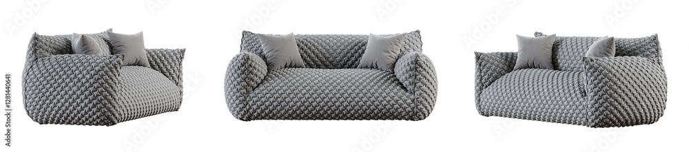 Poster sofa set isolated on transparent background. 3d render. 3d illustration.