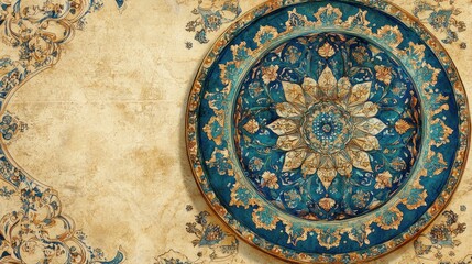 Naklejka premium Ornate Decorative Plate With Intricate Floral Design