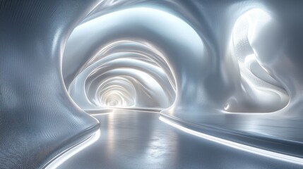 Fototapeta premium Abstract White Tunnel Futuristic Architectural Design