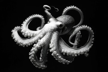 The Kraken. Generative AI Artwork Featuring Octopus and Tentacles in Undersea Ocean Life