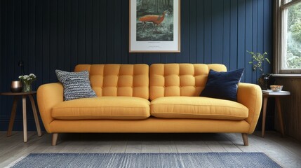 Mustard Yellow Sofa in Modern Living Room