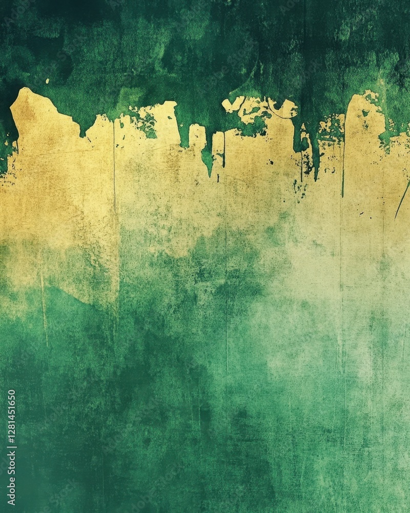 Poster abstract canvas with emerald and gold hues creating a textured backdrop for artistic expression and 