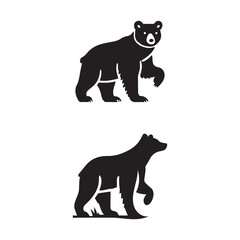 Vector bear silhouette isolated on white background