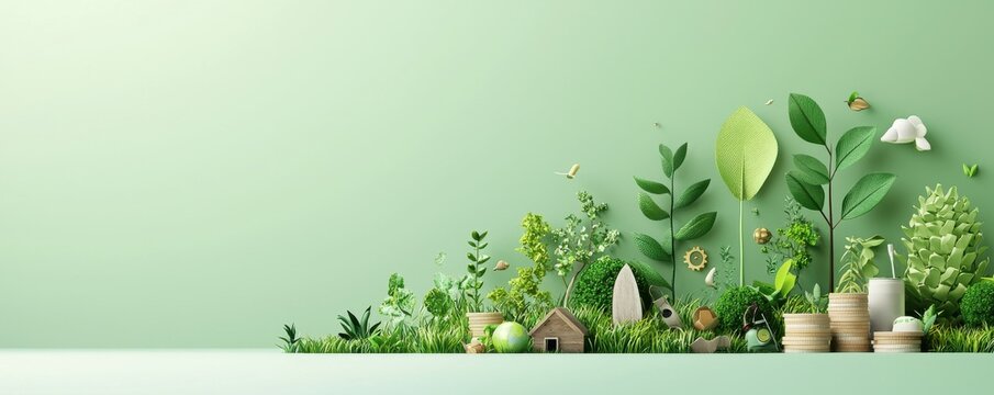 Eco-friendly investment strategies circular economy insights digital graphics green environment creative viewpoint sustainable future