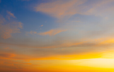 Cloud and sky backdrop,Beautiful Vivid sky painted by the sun leaving bright golden shades