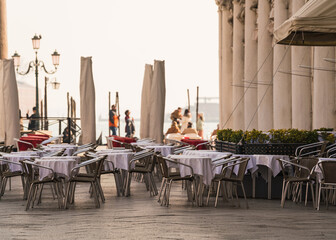 cafe tables and chairs in a restaurant