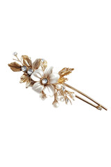 Isolated Decorative Hair Comb with Flowers and Pearls