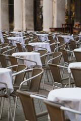 cafe tables and chairs in a restaurant