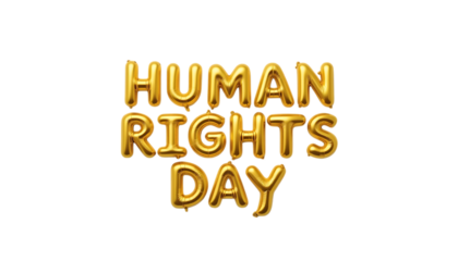 Golden balloon shape font 3d rendering letter Human Rights Day png