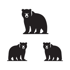 Vector bear silhouette isolated on white background