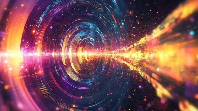 Abstract Colorful Circular Light Tunnel Design