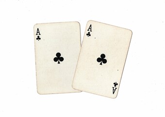 A pair of identical vintage playing cards on a white background.