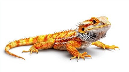Naklejka premium Bearded dragon lizard studio animal portrait white background close-up pet ownership