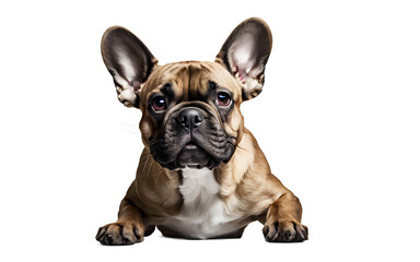 Obraz premium A happy French Bulldog with big ears and a wrinkled face, isolated on a empty plain background