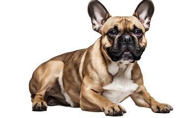 Fototapeta premium A happy French Bulldog with big ears and a wrinkled face, isolated on a empty plain background