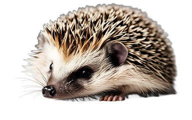 Obraz premium A hedgehog curled up into a tiny ball, isolated on a empty plain background