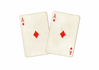 A pair of identical vintage playing cards on a white background.