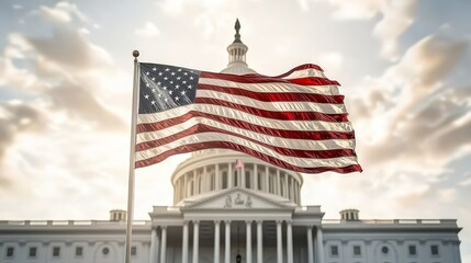 Patriotic display of american freedom at the white house capturing the usa flag in a majestic environment