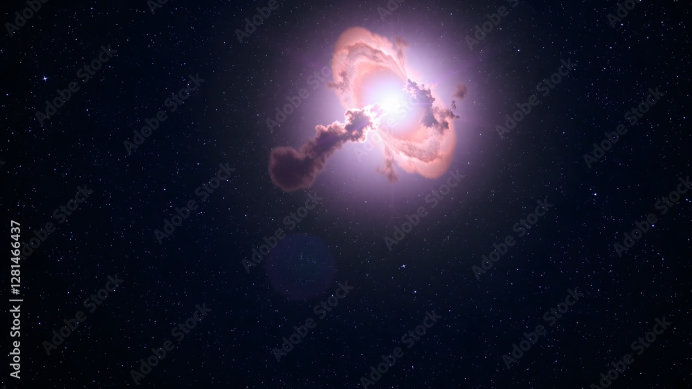Poster a breathtaking cosmic scene featuring a glowing nebula surrounded by stars in the vast universe, cre