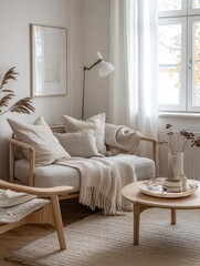 Obraz premium A cozy interior showcasing furnishings in a warm room