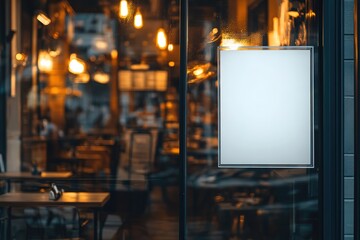 Blank White Poster Mockup on Coffee Shop Window: Perfect for advertising your cafe, restaurant, or small business. Showcase your brand with a clean, modern aesthetic. This high-resolution image is    