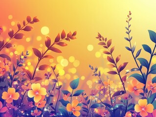 Enchanting Floral Meadow with Golden Bokeh Lights a Dreamy Springtime Scene for Stock Photography