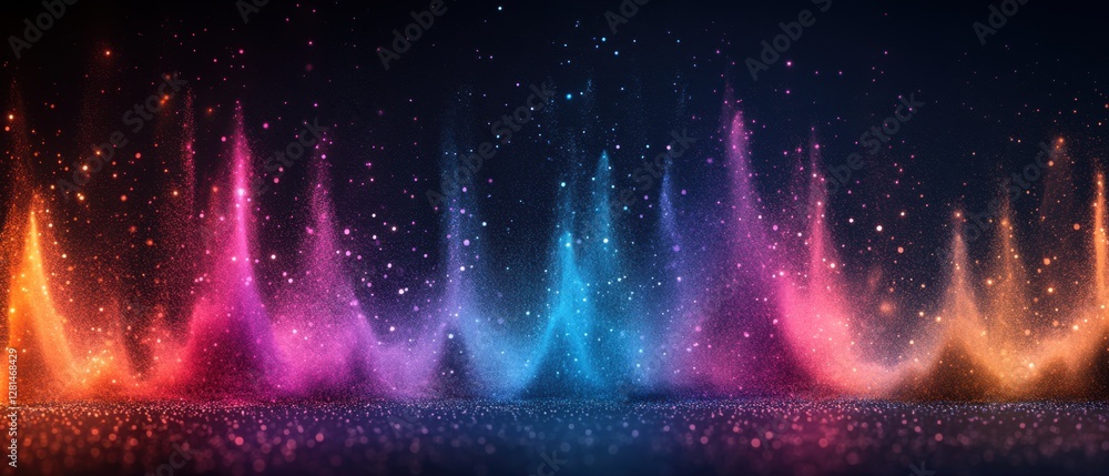 Poster abstract colorful light trails on dark background creating a dynamic and modern visual effect perfec