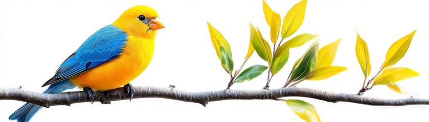 Fototapeta premium Colorful bird perched on branch natural habitat wildlife photography peaceful environment close-up view nature's beauty