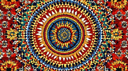 Fototapeta premium Vibrant Circular Mosaic Tile Artistic Design