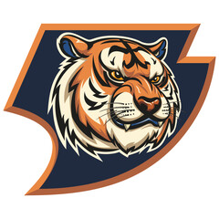 vector sport logo illustration of tiger head mascot front view on simple claw icon, vector work of hand drawn