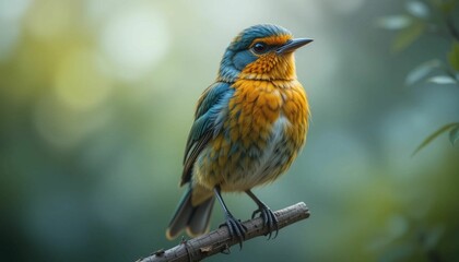 High-Resolution Songbird Illustration Isolated on Transparent Background, robin on a branch