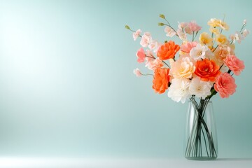 A flowers in a vase placed on a white background. Generative AI