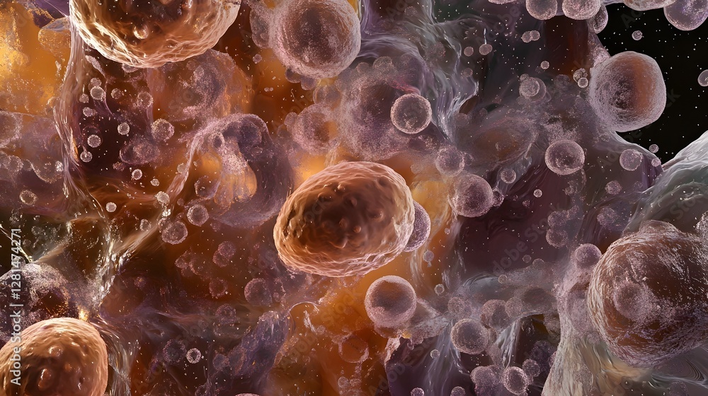 Fototapete surreal bioluminescent abstraction captivating cellular patterns and fluid illumination reveal a dre