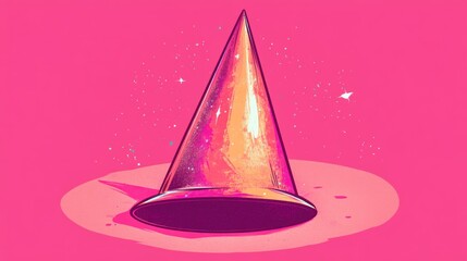 Fototapeta premium A Pink Cosmic Conical Party Hat Rests Gently