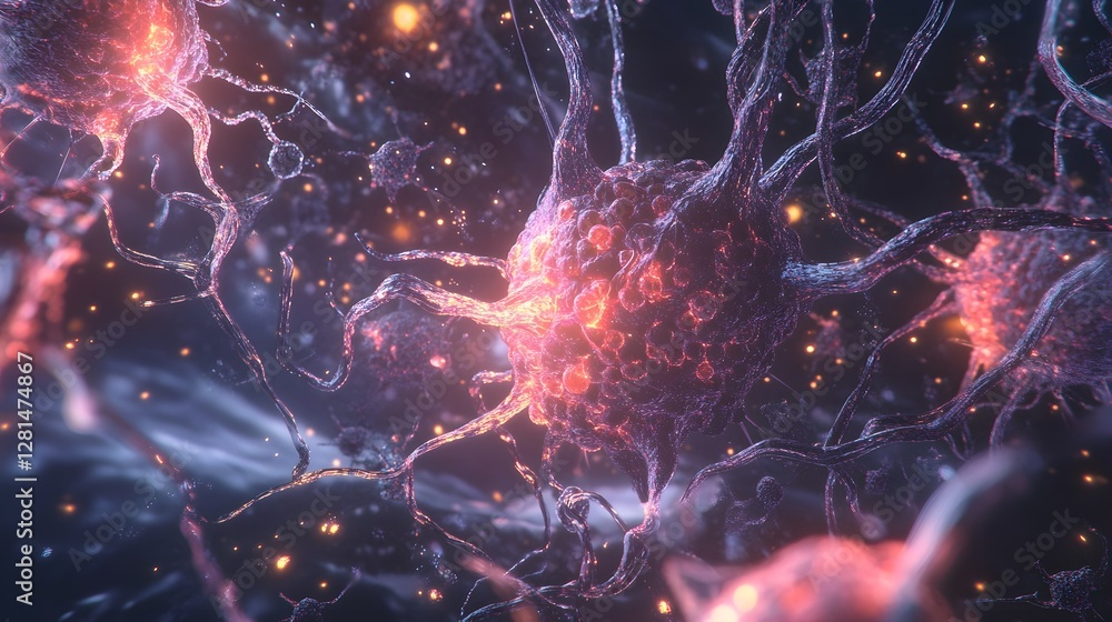 Poster This visually striking image offers a captivating glimpse into the intricate neural network of the brain
