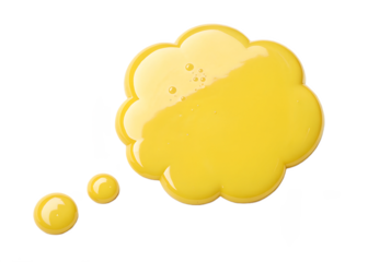 Yellow thinking bubble isolated on white, creative yellow thinking bubble on white surface, Cut Out