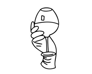 Hand with a glass of wine. Vector