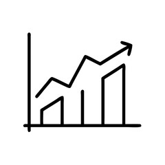 Growth chart icon with upward trend in black outline