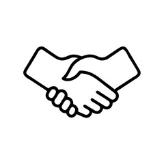 Handshake agreement line icon in black and white