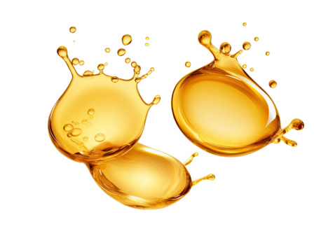 Golden oil splashes isolated  on transparent background