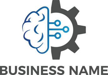 tech logo gear design minimalist logo design PNG transparency and EPS editable vector files